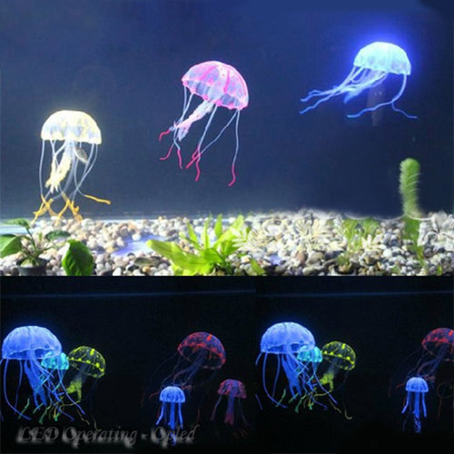 Super for aquarium waterscape, Soft Colorful Silicone Aquarium Artificial Jellyfish, Fluorescent Floating jelly fish seajelly