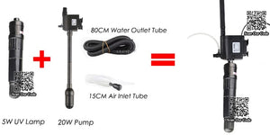 23W SUNSUN 20W Pump + 3/5W UV Sterilizer Aquarium Fish Tank, Submersible Filtration Pump UV Lamp Water Clarifier remove algae