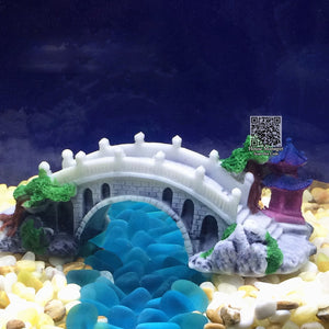 Aquarium Decoration Bridge Ornament for Fish tank, Chinese Culture Tree/Pavilion/Maoting/Rope Bridge View Scenery Landscape