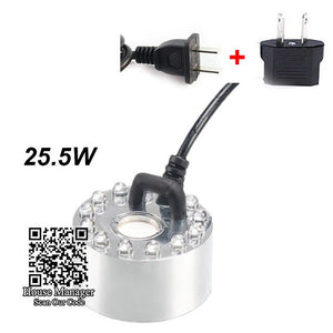 Aquarium 24W Mist Fog Maker 12LEDs light Fountain Rockery Waterfall Atomizer for Fish Pond Desk deco, simulate morning dew mist
