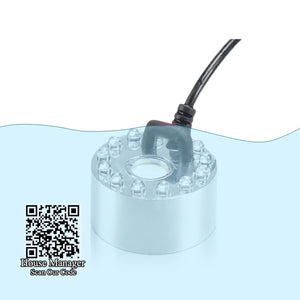 Aquarium 24W Mist Fog Maker 12LEDs light Fountain Rockery Waterfall Atomizer for Fish Pond Desk deco, simulate morning dew mist