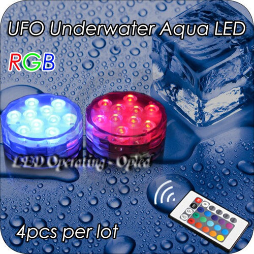 4pcs/lot UFO led aquarium light Underwater Waterproof for aquarium fish tank, Super bright Remote Control+Waterproof led light