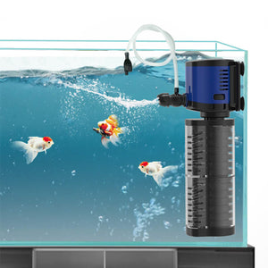 Newest Aquarium Filter Pump Double Filtration Sponge, fish tank Submersible 2layers filter pump, create Air & Water Spray Nozzle