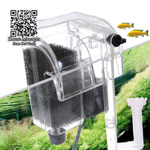 External Aquarium Filter Pump hang on Fish Tank 3in1=Waterfall + Surface Skimmer + Filter sponge, 3.5W filter biological medium