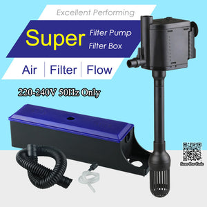 Super Aquarium Multifunction Filter 3 in 1, Filter Box + Air Pump + Water Pump, aquarium internal filter pump, Submersible Pump