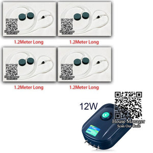 Aquarium Oxygen Pump O2 System, Air Pump Adjust regulate Compressor Aquarium, 2X 4X Air Stones Bubble Accessories for Fish Tank