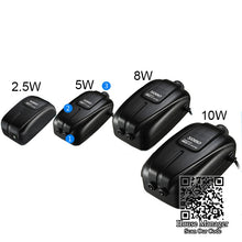 Silent 2.5/5/8/10W air pump air compressor 2 Outlets for air stone to increase Oxygen, Black Pump Air for Fish tank aquarium