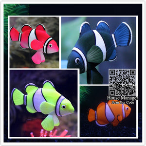 Aquarium Decorative Artificial Fake Fish Clownfish Float In Water, Suction Cup fish toy model Fluorescent light Vivid Waterscape