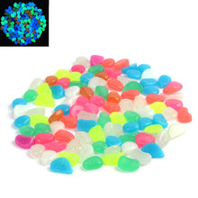 50pcs Aquarium Fluorescent Stone Pebble Glow Stones fish tank, Luminous Rock Decorative Marbles for Garden Path, absorb to emit