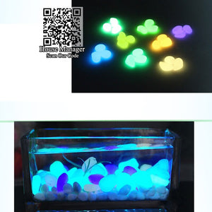 50pcs Aquarium Fluorescent Stone Pebble Glow Stones fish tank, Luminous Rock Decorative Marbles for Garden Path, absorb to emit