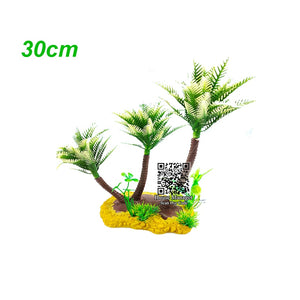 Aquarium Decoration Artificial Fish Tank Plants 10/13/30cm Plastic Coconut Tree for Water Landscaping Red/Green/Purple 6Styles