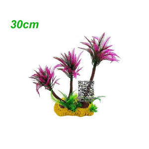 Aquarium Decoration Artificial Fish Tank Plants 10/13/30cm Plastic Coconut Tree for Water Landscaping Red/Green/Purple 6Styles