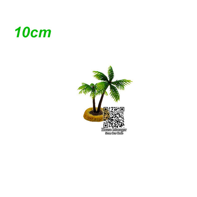 Aquarium Decoration Artificial Fish Tank Plants 10/13/30cm Plastic Coconut Tree for Water Landscaping Red/Green/Purple 6Styles