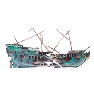 Aquarium Decorative Ship Boat Ornament, Sinking Pirate Corsair Split Shipwreck Battered Boat, Sink Air-driven by extra air pump