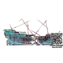 Aquarium Decorative Ship Boat Ornament, Sinking Pirate Corsair Split Shipwreck Battered Boat, Sink Air-driven by extra air pump