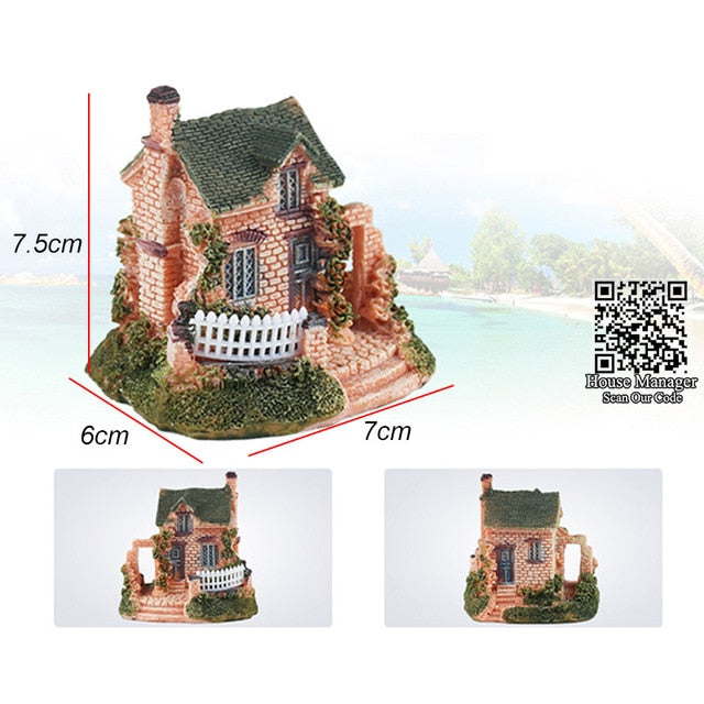 Aquarium Ornament House Decoration Waterscape Sea View Seascape / Country Village Villa villadom quinta praetorium for fish tank