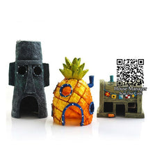 Super 3style Aquarium Decoration Cartoon House for Fish Tank, Pineapple House / Krusty Krab / Octopus' Easter Island Head House