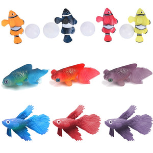 Fluorescent Artificial Fish Toy, Clownfish Rumble Fish Goldfish model toy with suction cup sucker play with fish aquarium tank