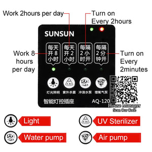 aquarium Timer Socket time set to control Water Filter Wave Pump + aquarium LED Light + UV Lamp + Air Pump controller